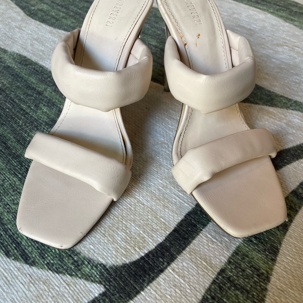 Forever 21 Cream Block Heel Heels